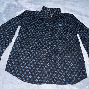 Ariat Black Shirt with Blue Geometric Design